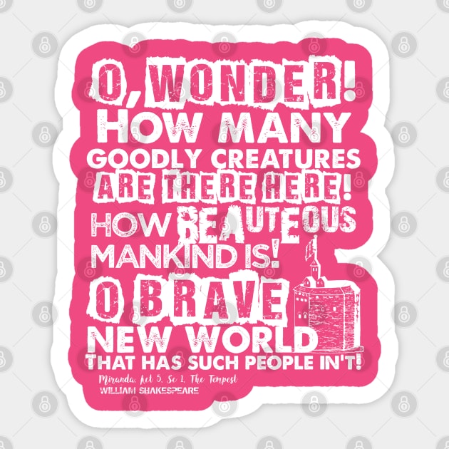 Shakespeare's The Tempest Brave New World Quote Sticker by Styled Vintage